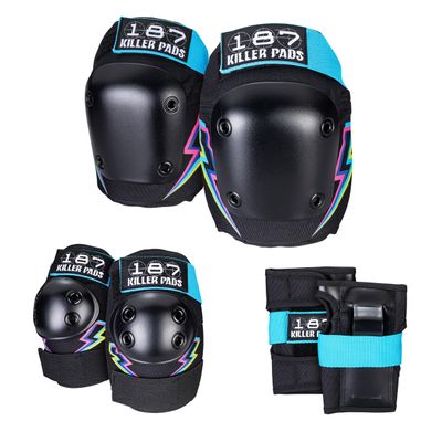 187 Killer Pads Six Pack Pad Set, Elbow Pads, Knee Pads, and Wrist Guards - Ideal for Skateboarding, Roller Skating, and Inline Skating