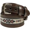10568 Genuine Full Grain Leather Southwestern Woven Diamond Pattern Cloth Ranger Belt (Brown, 32) view 1