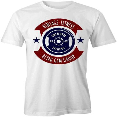 Vintage Fitness Retro Gym Group T-Shirt | White, Printed Tees, Graphic Tshirts