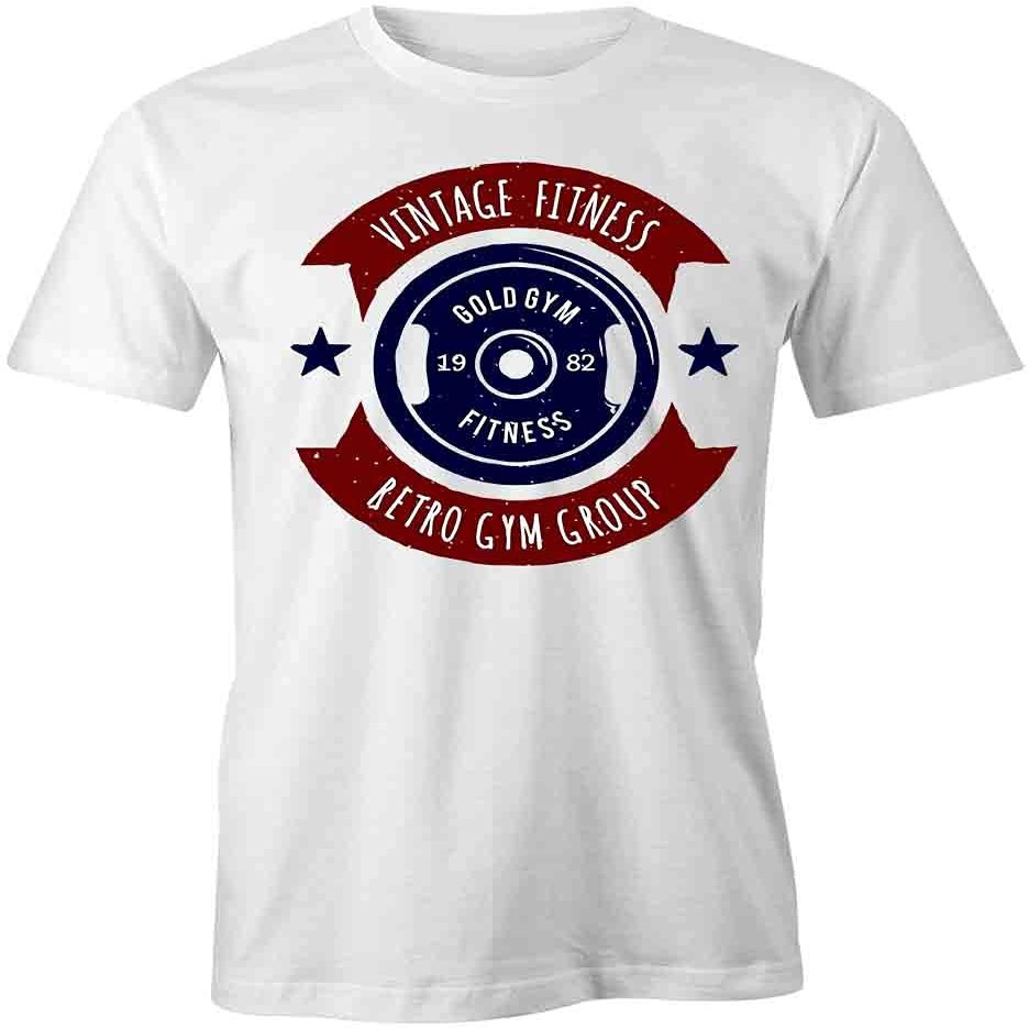 Vintage Fitness Retro Gym Group T-Shirt | White, Printed Tees, Graphic Tshirts