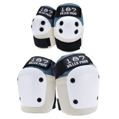 187 Killer Pads Knee Pads, Elbow Pads Combo Pack, Stone Blue, Small/Medium