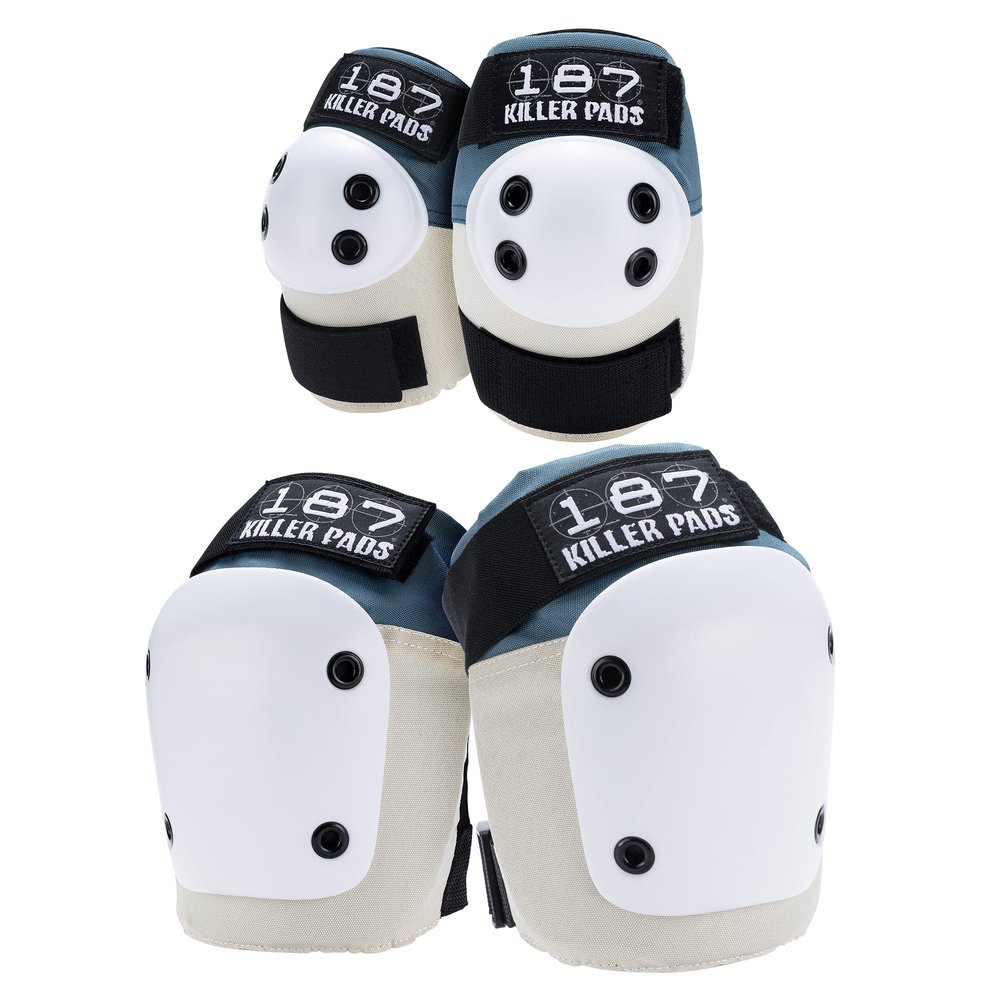 187 Killer Pads Knee Pads, Elbow Pads Combo Pack, Stone Blue, Small/Medium