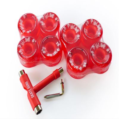 Atom Skates Outdoor Quad Roller Wheels 8 Wheels Atom Pulse Lite 62x33 Red Bundle with Tool, 2 packs 62x33 Red + Tool