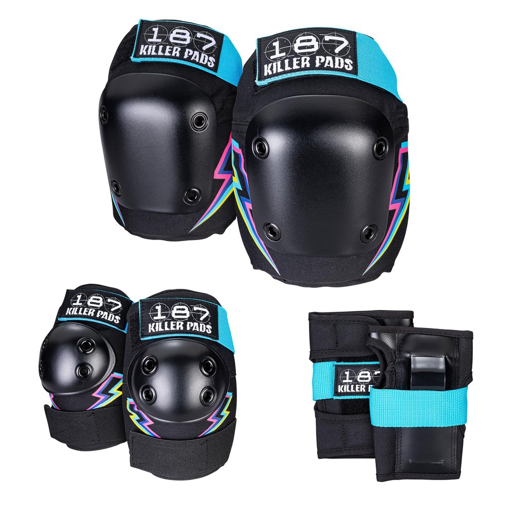 187 Killer Pads Six Pack Pad Set, Elbow Pads, Knee Pads, and Wrist Guards - Ideal for Skateboarding, Roller Skating, and Inline Skating