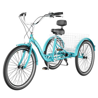 Barbella Adult Tricycles, 7 Speed Adult Trikes 20/24/26 inch 3 Wheel Bikes, Cruise Bike with Basket for Seniors, Women, Men for Recreation, Shopping, Exercise, Multiple Colors