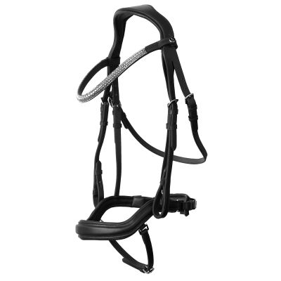 HORZE Highbury Anatomical Crystal Dressage Bridle - Black - Horse