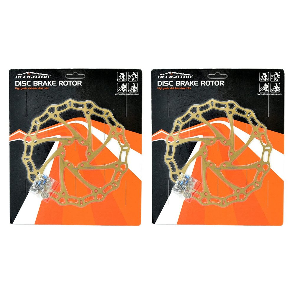 ALLIGATOR Brake CROWN MTB Road Bike Disc Brake Rotor 180mm, 2PCS, Ti Gold, AR2397