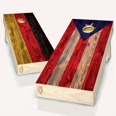 Cornhole Puerto Rico and Germany Flag Board Vinyl Wrap Laminated Sticker Set Decal