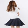 Afibi Girls Casual Mini Stretch Waist Flared Plain Pleated Skater Skirt (XX-Large, Navy Blue) view 4