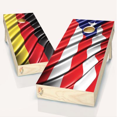 Cornhole Germany and Puerto Rico Flag Board Vinyl Wrap Laminated Sticker Set Decal.