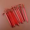 ciciTree 12Pcs Titanium Alloy Tent Nail Pegs Stakes with Rope Lightweight Camping Red view 3