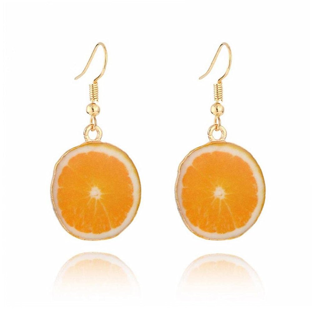 1pair Fruits Earrings Fruit Ear Stud Funny Cute Earrings Orange Drops Dangle for Women