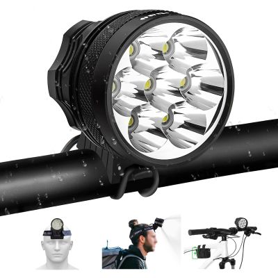 Weihao Bike Lights for Night Riding, Waterproof Bicycle Headlight, Super Bright 10500 Lumen 7 LED Bike Headlight, 9600mAh Bicycle Front Light, Rechargeable Headlamp Flashlight for Camping Outdoor