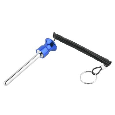 Cosmos Gym Weight Stack Pin Universal Replacement Selector Lock Pin Detent Hitch Pin, Tensile 3/8" Dia. & 4" Locking Space with Lanyard, for Gym Equipment Machine Weight Plate (Blue Knob)