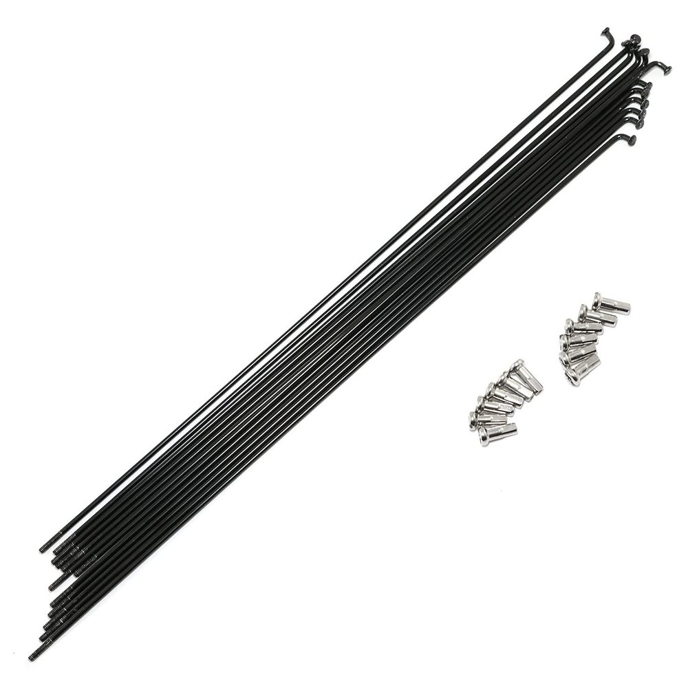 Pro Bamboo Kitchen 12pcs Black 304 Stainless Steel Spokes and Nipples 260mm Mountain Bike/Road Bike 14G Spokes with 12mm Copper Cap