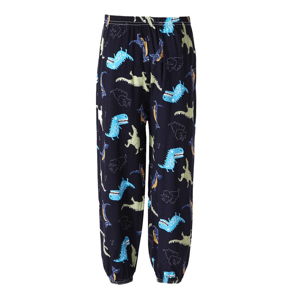Oyolan Kid Girls Bohemian Harem Pants Smocked Boho Pants Casual Loose Hippie Trousers Dance Pilates Bottoms Dinosaur 9-10 Years
