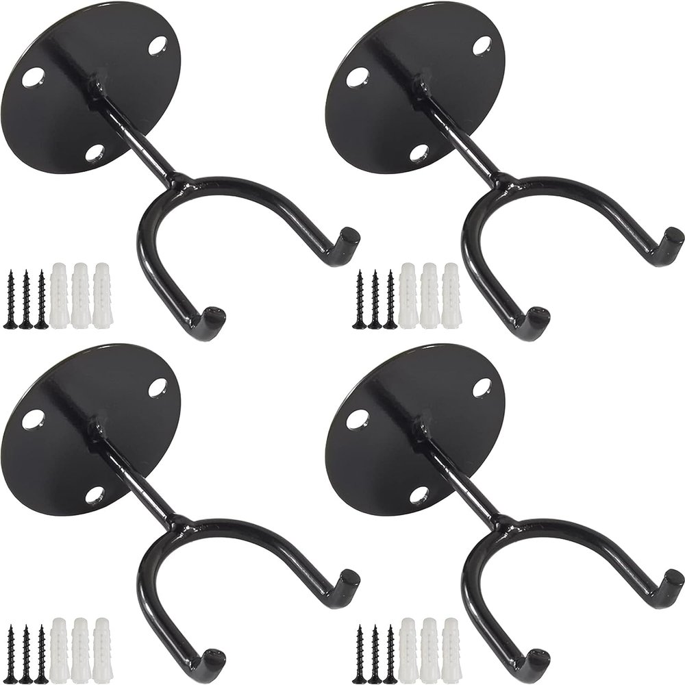 ROYHOO 4PCS Baseball Bat Display Holders - Multipurpose Sturdy Wall Mounted Rack for Memorabilia - Hooks for Softball - Black Hanger