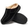 EVGLOW Mens Slippers Plantar Fasciitis with Arch Support Suede Leather Orthopedic Male Slippers Orthotic House Non Slip Diabetic Adjustable Indoor Outdoor Foot Pain Relief Christmas All Black Size 8 view 1