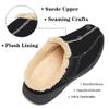 EVGLOW Mens Slippers Plantar Fasciitis with Arch Support Suede Leather Orthopedic Male Slippers Orthotic House Non Slip Diabetic Adjustable Indoor Outdoor Foot Pain Relief Christmas All Black Size 8 view 2