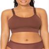 Curvy Couture Women's Plus Size Smooth Seamless Comfort Wire Free Long Line Bra-Chocolate -XXL view 1