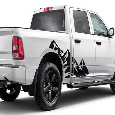 Side Mountains Graphics Vinyl Decals Compatible with Dodge ram 1500 2019 - Present (Matte Black)