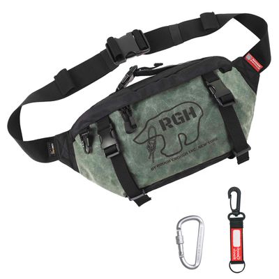 Rough Enough Tactical Fanny Pack Crossbody Large Waist Bag for Men Fishing Hiking Travel in Waxed Canvas Army Green, 4L
