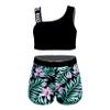Moggemol Kids Girls Tie Dye 2 Pcs Ballet/Dance/Gymnastics/Sports Cutout Back Crop Top with Booty Shorts Green-Asymmetric-Straps 12 view 1
