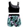 Moggemol Kids Girls Tie Dye 2 Pcs Ballet/Dance/Gymnastics/Sports Cutout Back Crop Top with Booty Shorts Green-Asymmetric-Straps 12 view 2