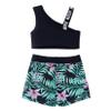 Moggemol Kids Girls Tie Dye 2 Pcs Ballet/Dance/Gymnastics/Sports Cutout Back Crop Top with Booty Shorts Green-Asymmetric-Straps 12 view 4