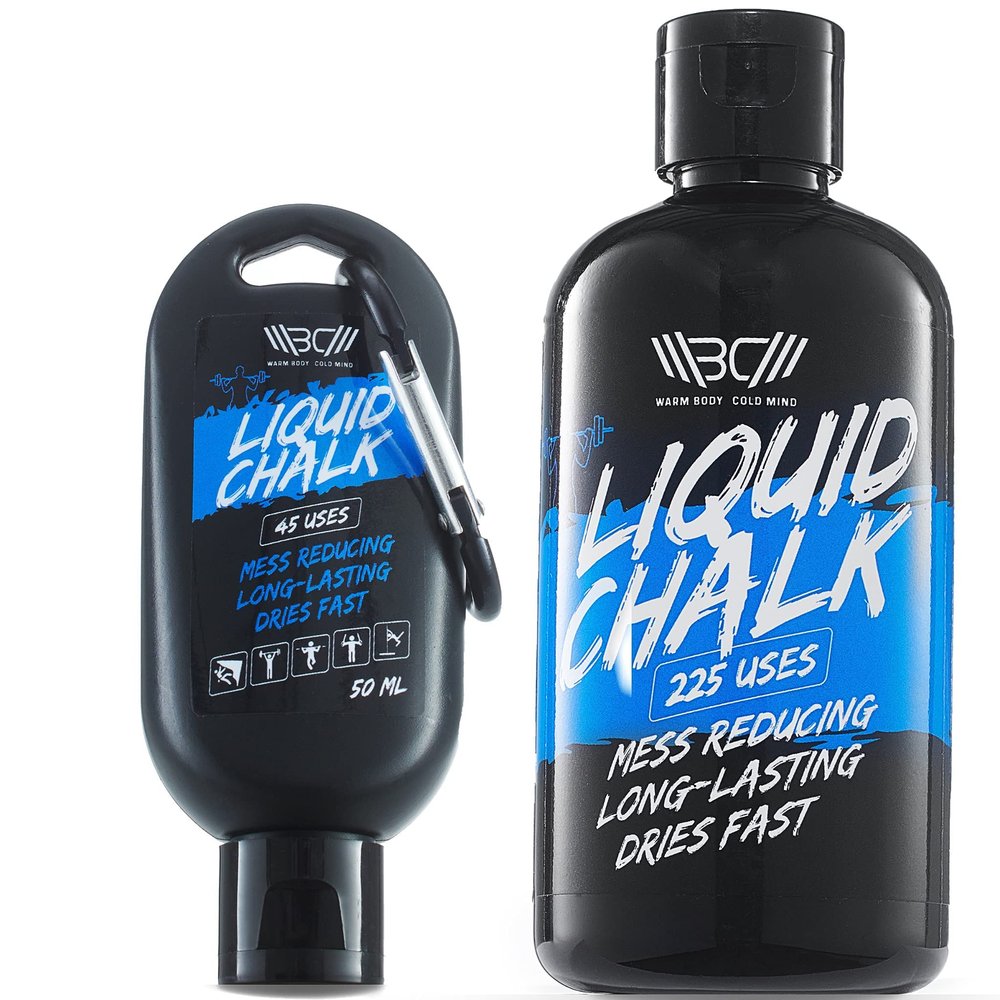 WARM BODY COLD MIND Premium Liquid Chalk for Weight Lifting - Hand Grip for Cross Training, Climbing, Gymnastics, Weightlifting, Powerlifting, Deadlift, Pole Dancing (250+50ml)
