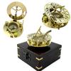 Antique Vibes Sailor Pirate Captain Brass Sundial with Decorative Wooden Box Table Desk Decorative Gift Hiking/Camping Navigation Compass Sundial. view 1