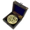 Antique Vibes Sailor Pirate Captain Brass Sundial with Decorative Wooden Box Table Desk Decorative Gift Hiking/Camping Navigation Compass Sundial. view 2