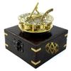 Antique Vibes Sailor Pirate Captain Brass Sundial with Decorative Wooden Box Table Desk Decorative Gift Hiking/Camping Navigation Compass Sundial. view 3