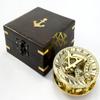 Antique Vibes Sailor Pirate Captain Brass Sundial with Decorative Wooden Box Table Desk Decorative Gift Hiking/Camping Navigation Compass Sundial. view 4