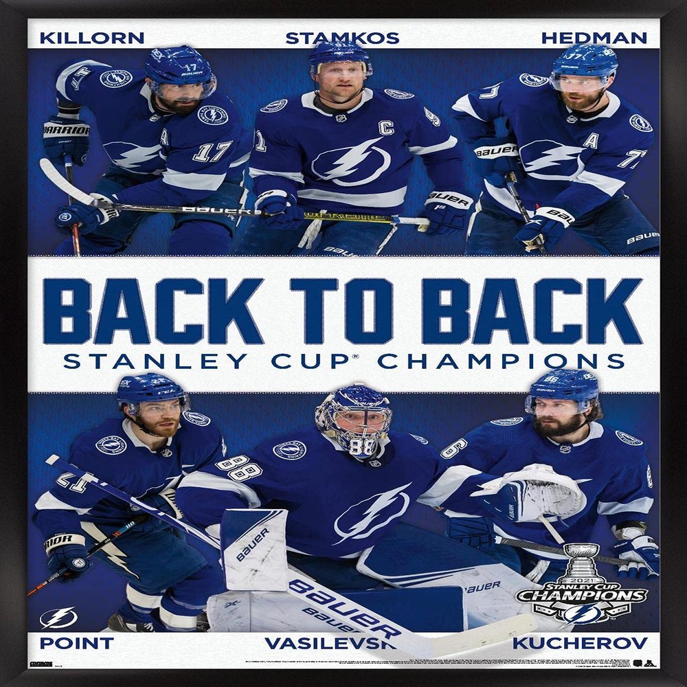 Trends International NHL Tampa Bay Lightning - 2021 NHL Stanley Cup Champions Wall Poster, 34L x 22.4W, Black Framed Version