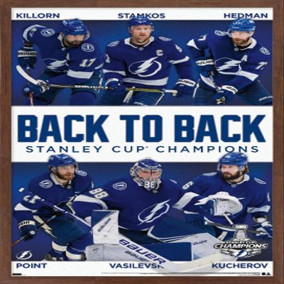 Trends International NHL Tampa Bay Lightning - 2021 NHL Stanley Cup Champions Wall Poster, 34L x 22.4W, Mahogany Framed Version