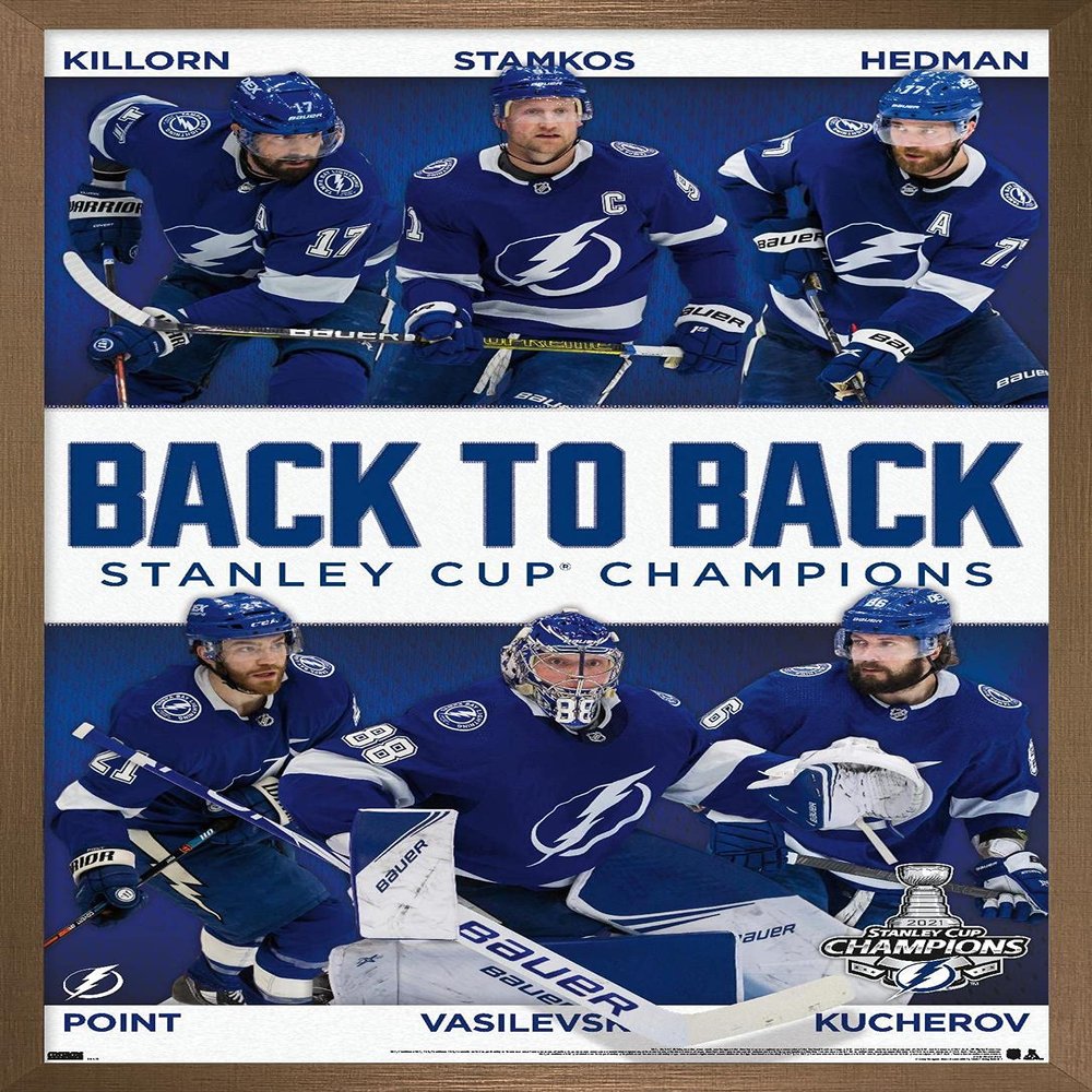 Trends International NHL Tampa Bay Lightning - 2021 NHL Stanley Cup Champions Wall Poster, 34L x 22.4W, Bronze Framed Version