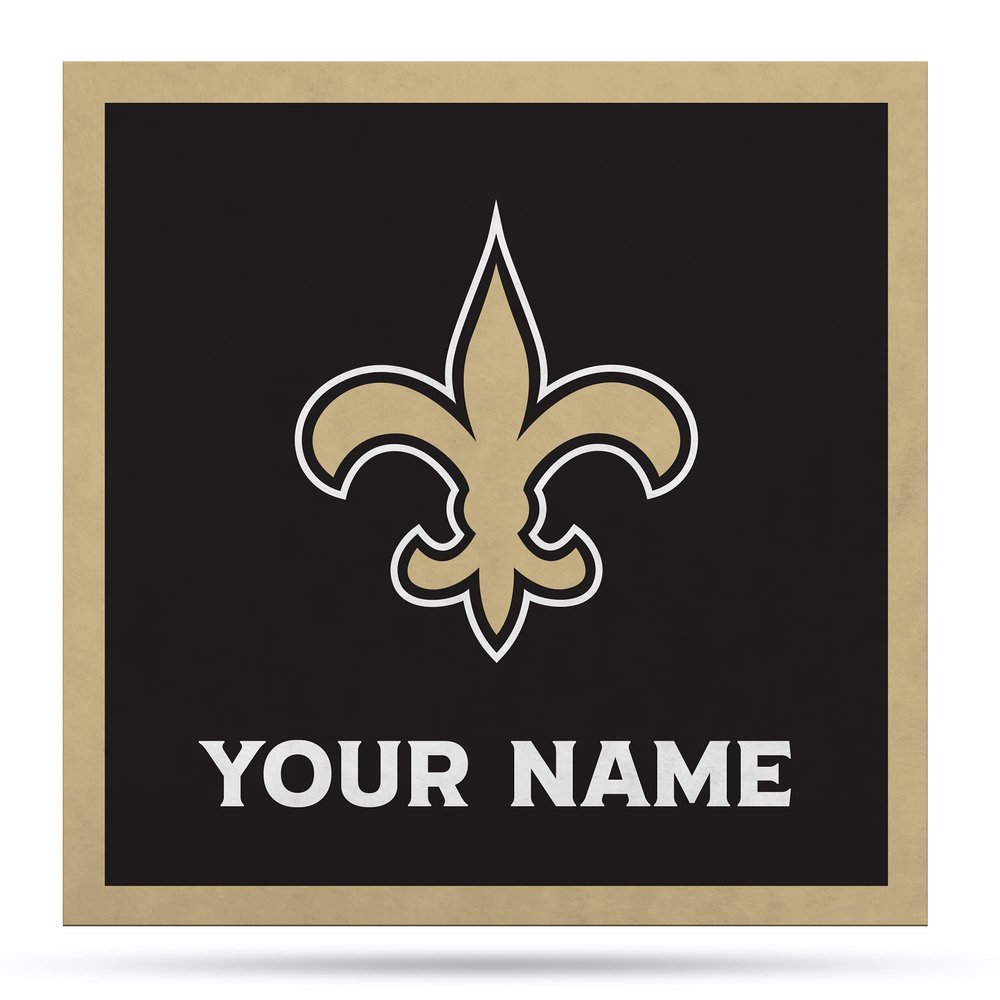 Rico Industries NFL Football New Orleans Saints Personalized 23" X 23" Felt Wall Banner - Sports Decor for Man Cave, Game Room, Office & Bedroom - Made in The USA