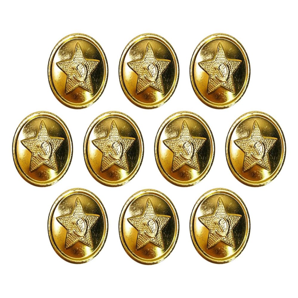 10 USSR Soviet Russian Big Gold Uniform Buttons 22MM Star with Hammer and Sickle