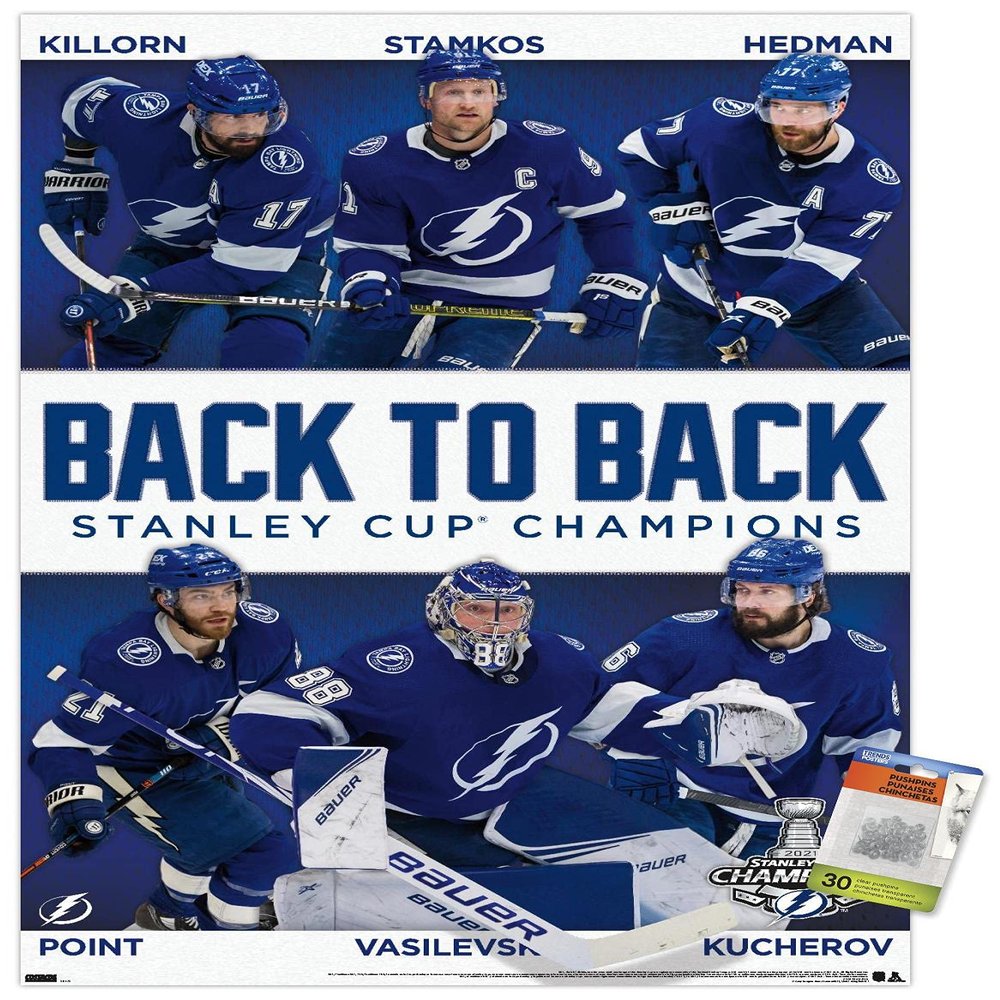 NHL Tampa Bay Lightning - 2021 NHL Stanley Cup Champions Wall Poster with Pushpins