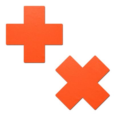 PASTEASE X Pasties - Neon Orange UV Reactive X Nipple Covers for Festivals, Raves, & Lingerie | Halloween Accessory | Latex Free & Made in USA (Neon Orange UV Reactive X)