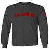 0382. RED Los Angeles California Cali LA Retro Graphic Men's Long Sleeve t Shirt (Characol, Large) view 1