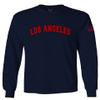 0382. RED Los Angeles California Cali LA Retro Graphic Men's Long Sleeve t Shirt (Navy Blue, Small) view 1