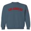 0382. RED Los Angeles California Cali LA Retro Graphic Men's Crewneck Sweatshirt (Indigo Blue Medium)
