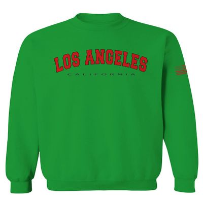 0382. RED Los Angeles California Cali LA Retro Graphic Men's Crewneck Sweatshirt (Irish Green X-Large)
