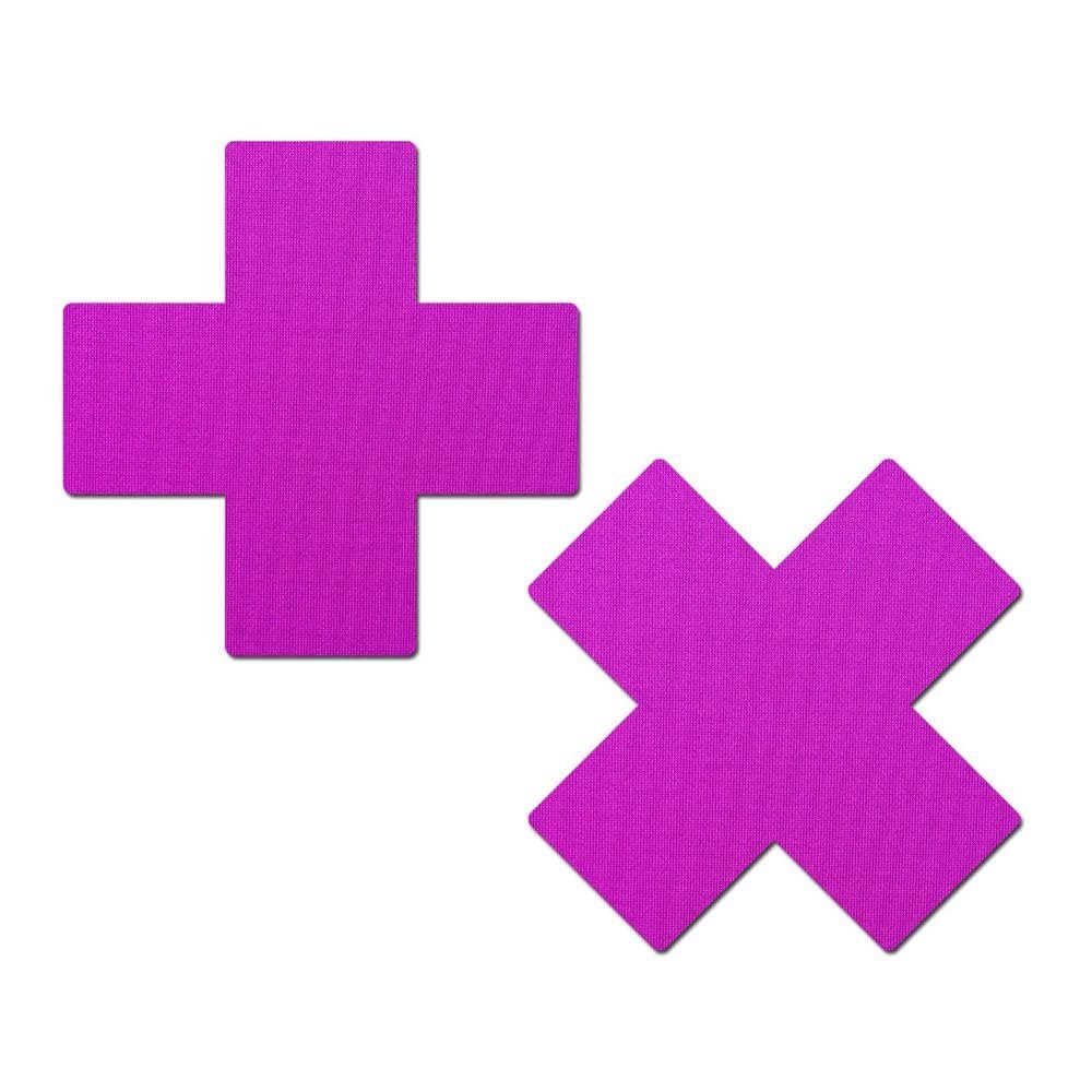 PASTEASE X Pasties - Neon Purple UV Reactive X Nipple Covers for Festivals, Raves, & Lingerie | Halloween Accessory | Latex Free & Made in USA (Neon Purple UV Reactive X)