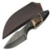 SANZ Damascus Hunting Knife 8 Inch - Camping Knife with Stag/Horn Handle, Full Tang Blade & Sheath for Hunting, Camping & Outdoor uses for Men view 1