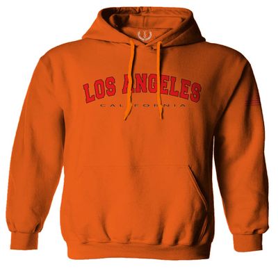 0382. RED Los Angeles California Cali LA Retro Graphic Sweatshirt Pullover Hoodie (Orange 2X-Large)