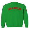 0382. RED Los Angeles California Cali LA Retro Graphic Men's Crewneck Sweatshirt (Irish Green Large)