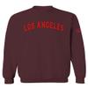 0382. RED Los Angeles California Cali LA Retro Graphic Men's Crewneck Sweatshirt (Maroon X-Large) view 1